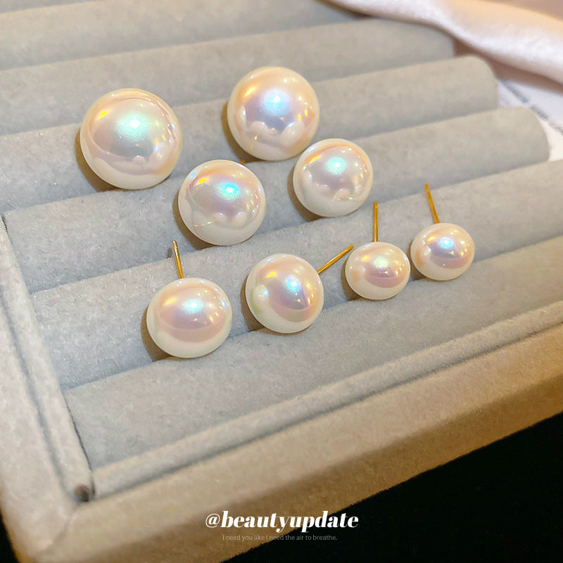 Gold Electroplated Sier Needle Mermaid Pearl Beautiful Fashion Light Luxury Stud Earrings