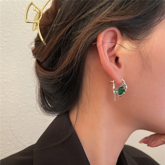 Designer Zircon Gold Sier Contrast Color Chain Earrings