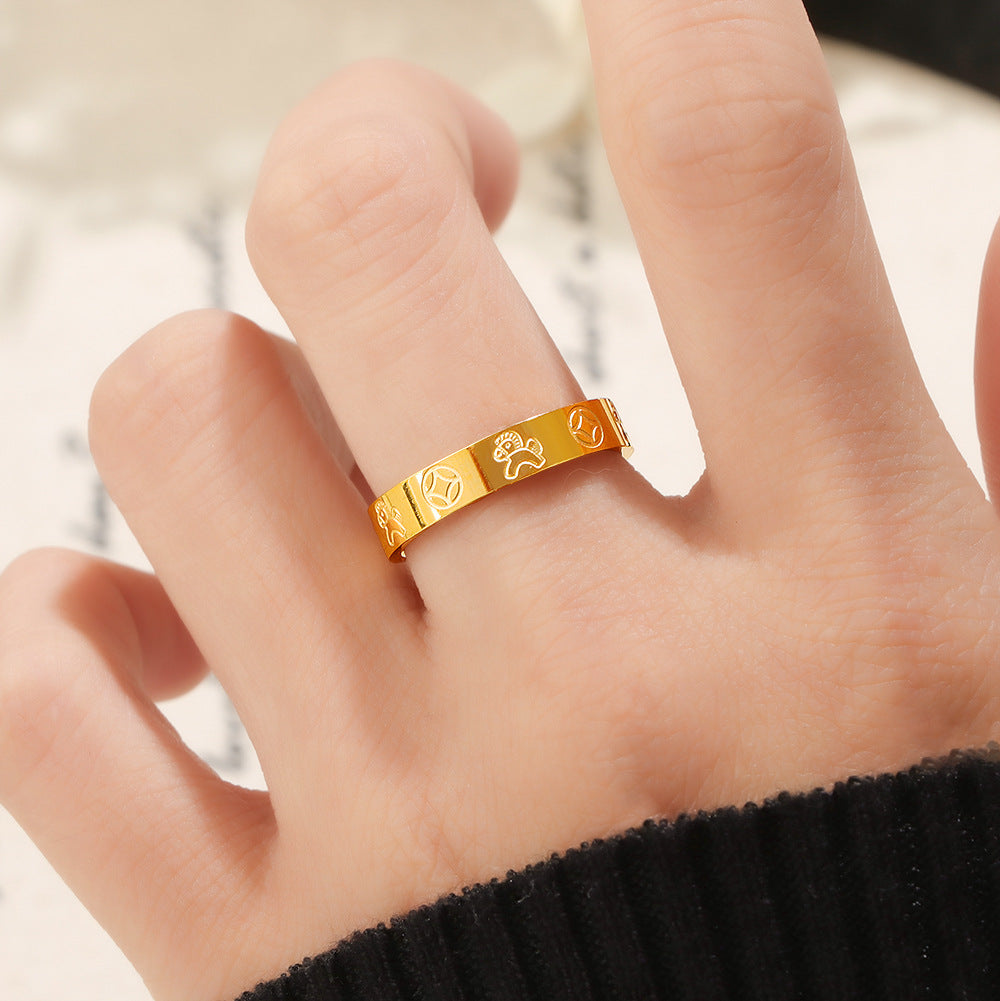 Steel Immediately Rich Female Senior Design Couple Copper Coins Can't Ring