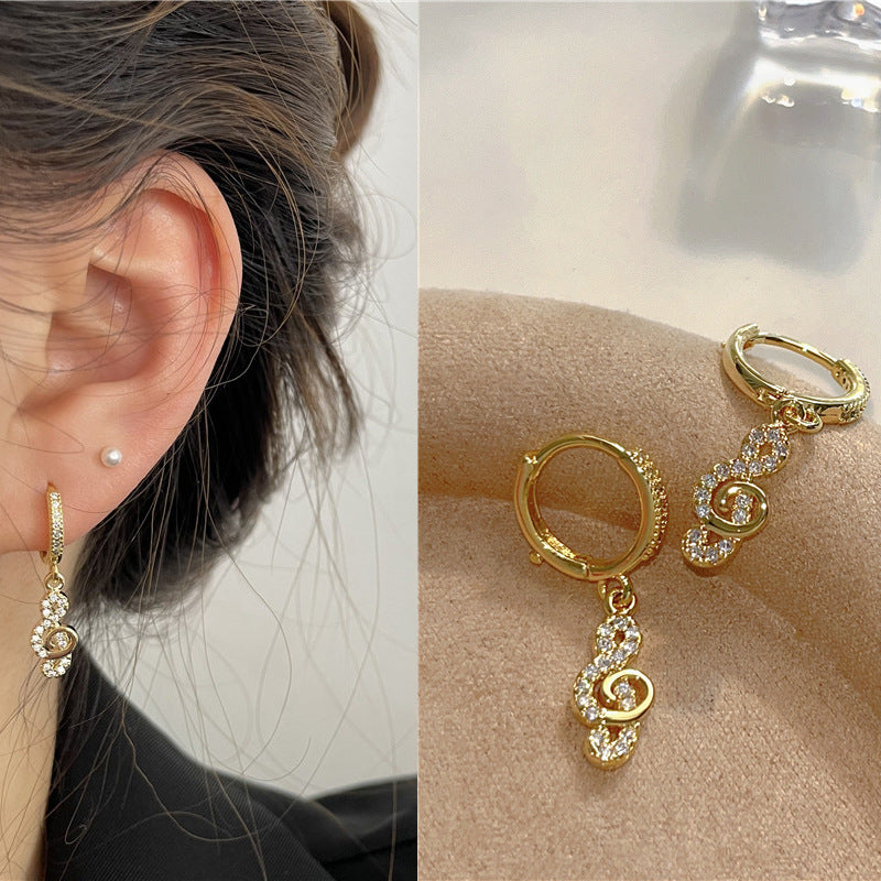 Rhinestone Ear Clip Eardrops Exquisite Sweet Hoop Earrings