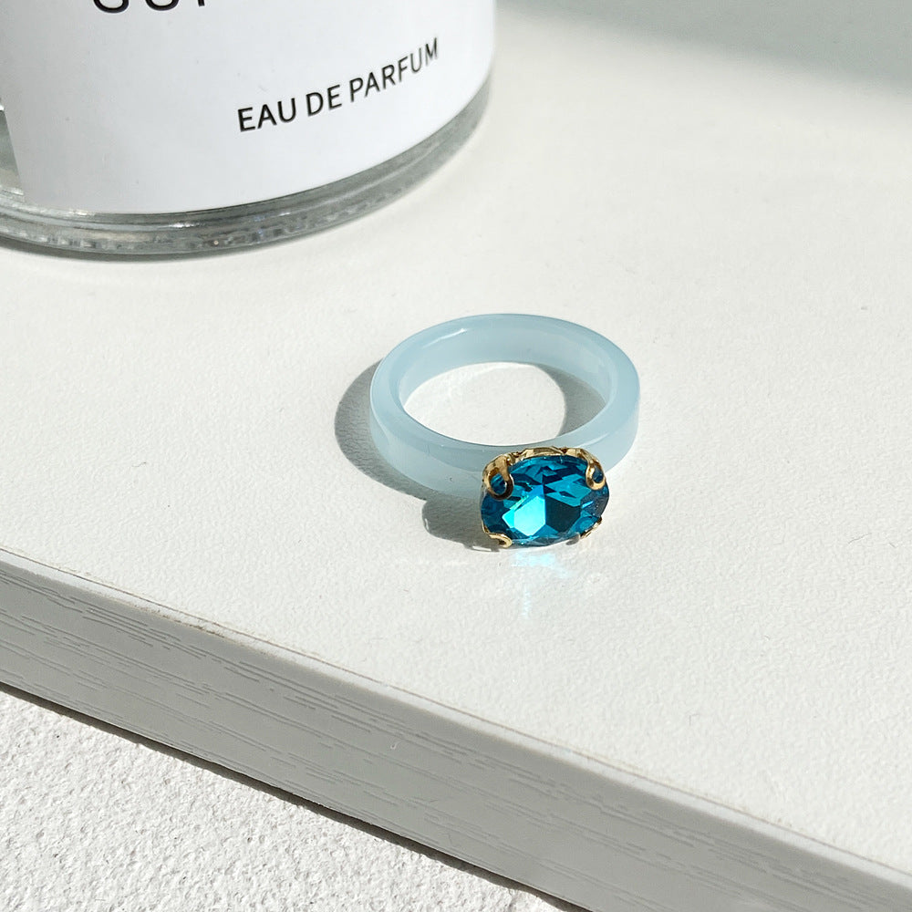 Color Stone Finger Rings Colored Gemstone Diamond Resin Index Finger Rings – Nutricaodiaria