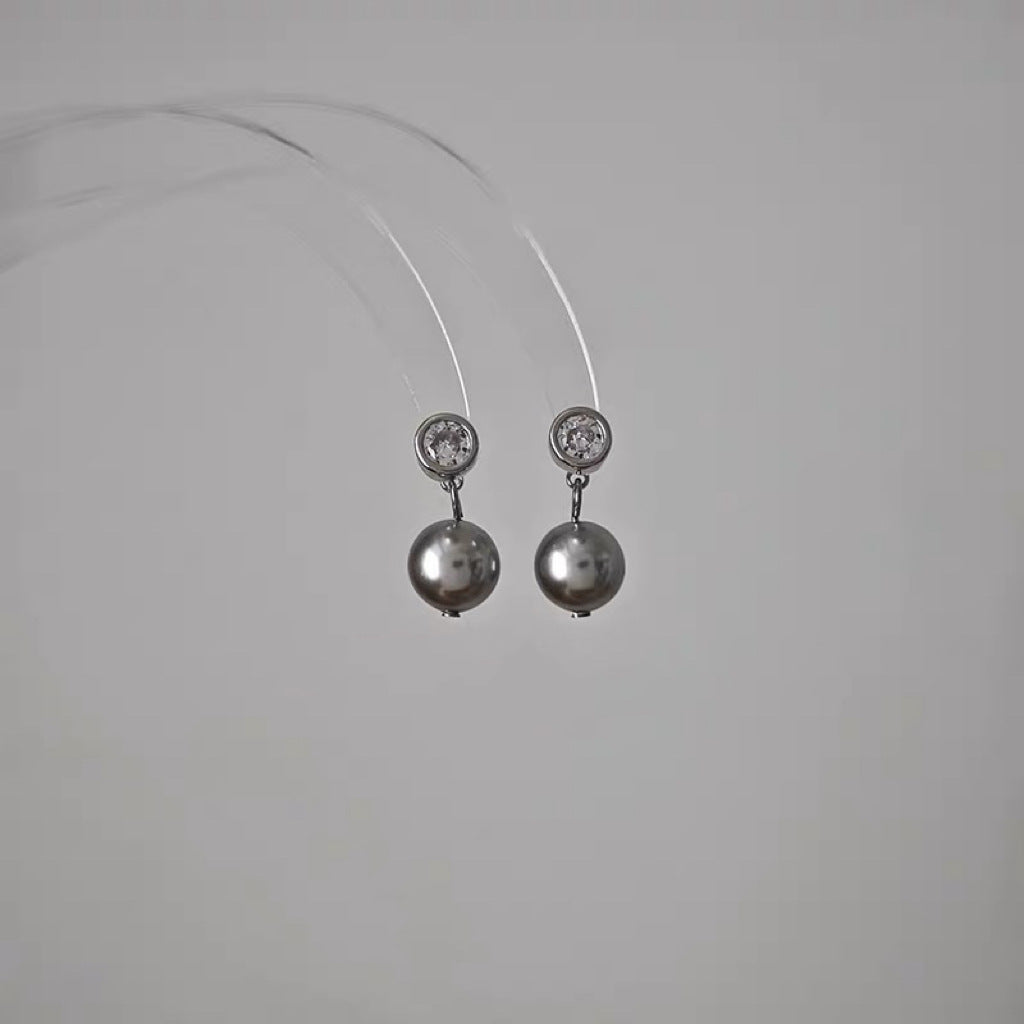 Gray Bean High Sense Light Luxury Earrings