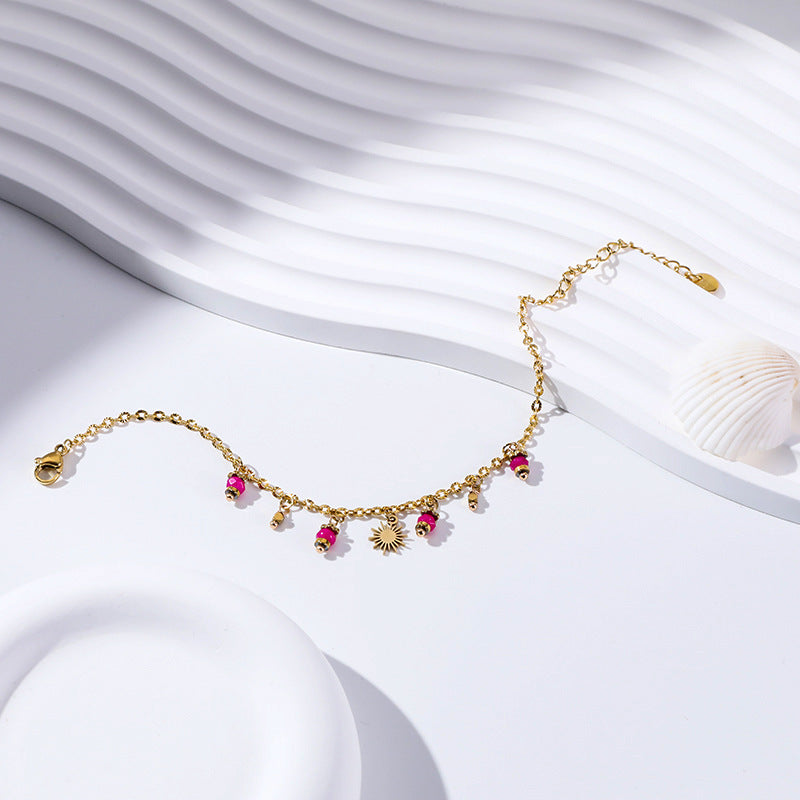 Women's Popular Freshwater Pearl Natural Stone Stainless Steel Electroplated Real Gold Bracelets
