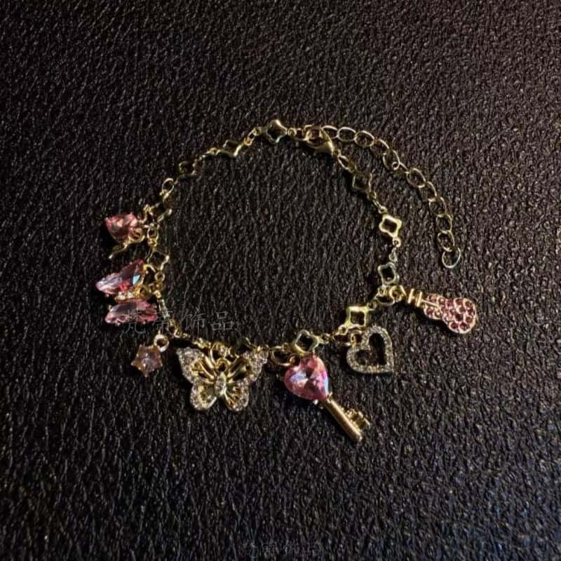Women's Pink Full Diamond Watch High-grade Temperament Entry Lux Pulling Bracelets