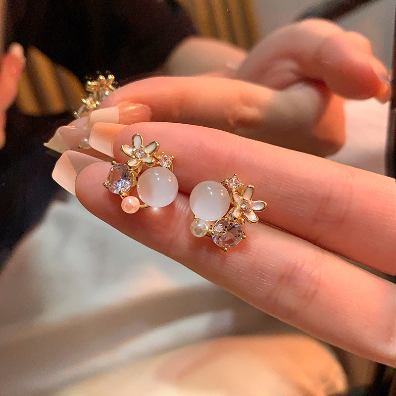 Women's Vacation Style Super Fairy Sweet Flower Seaside Colorful Little Wild Earrings