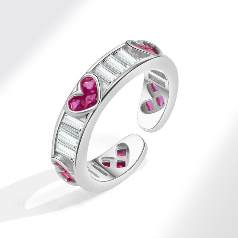 Niche Design Micro Diamond Opening Love Rings