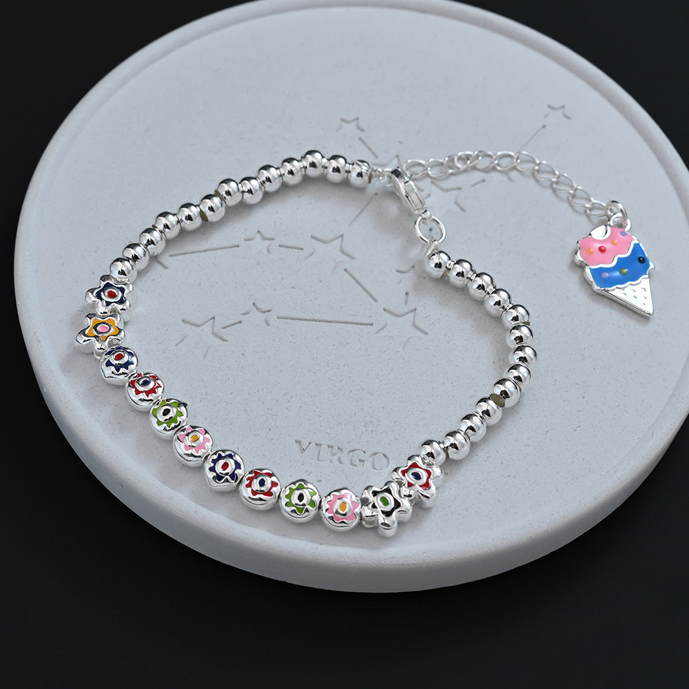 Sweet Style Colorful Ice Cream Flower Beaded Female Personality Princess Bracelets