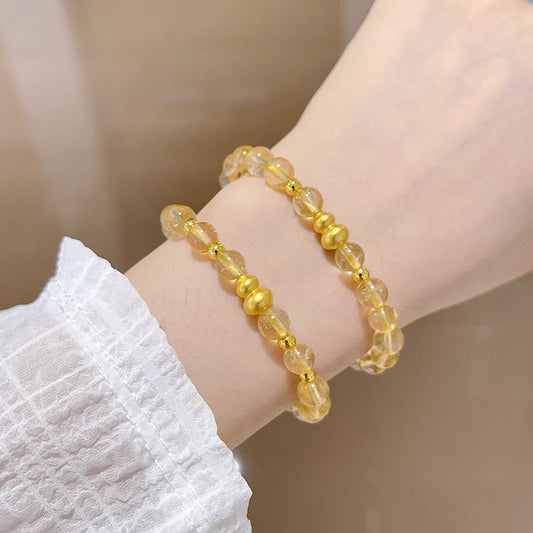 Imitation Natural Citrine Design High Sense Gold Rutilated Bracelet