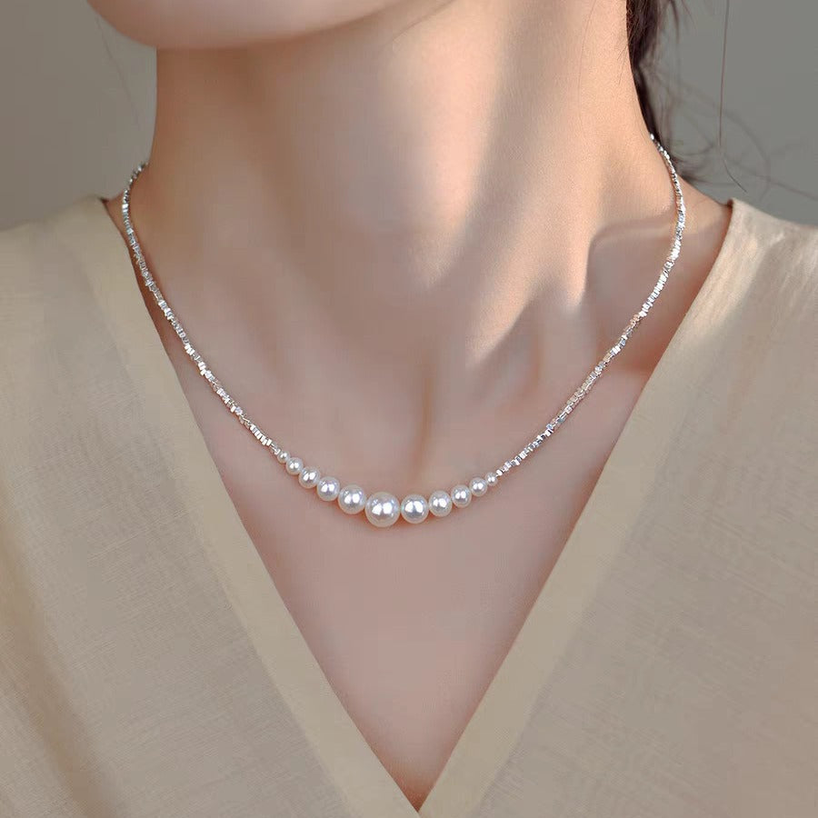 Gradient Smile Pearl Female Design Light Luxury High-grade Clavicle Chain Necklace
