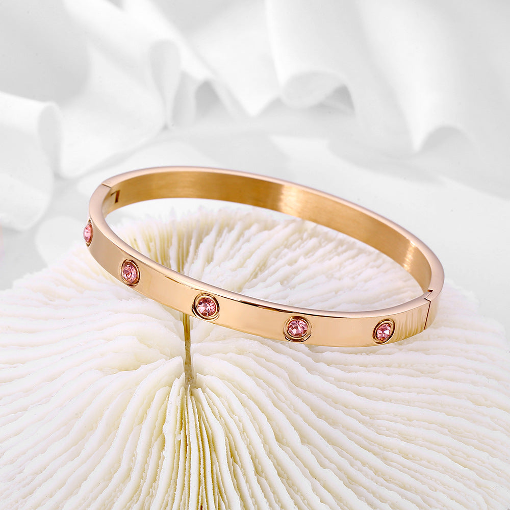 Fashion Full Diamond Titanium Steel No Fading Niche High Bracelet