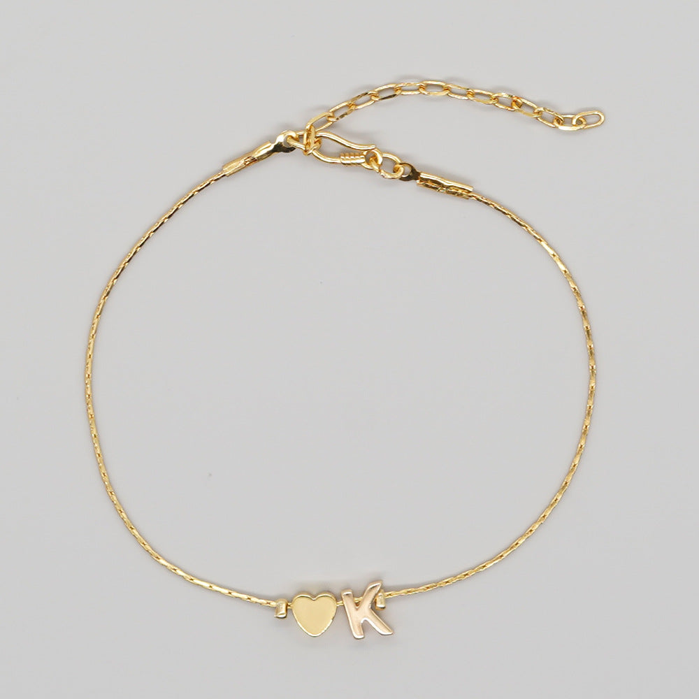 Women's Chain Gold Plated Peach Heart Heart-shaped Letter Bracelets