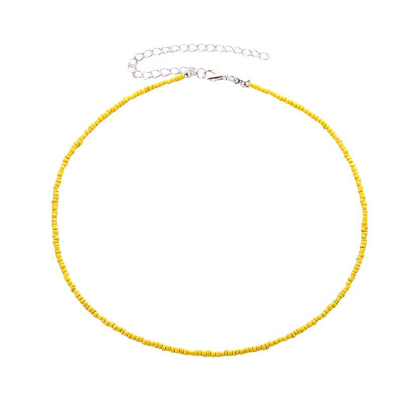 Fashion Beaded Colorful Small Beads Summer Beach Clavicle Chain Necklace