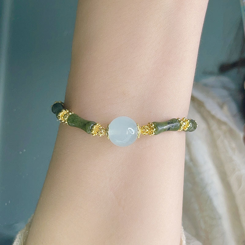 Bracelets en Jade du sud Cui rétro simples pour femmes, perles porte-bonheur