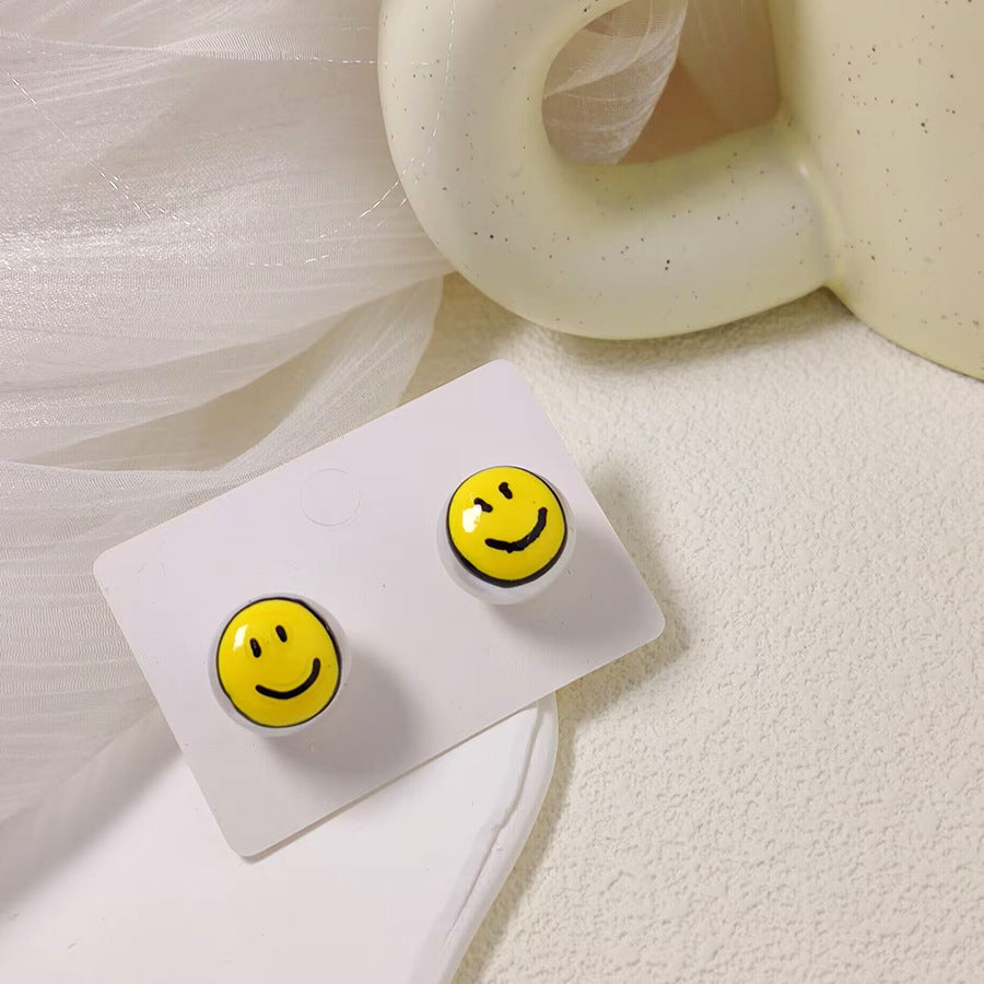 Women's Dripping Oil Smiley Face Ear Design Earrings