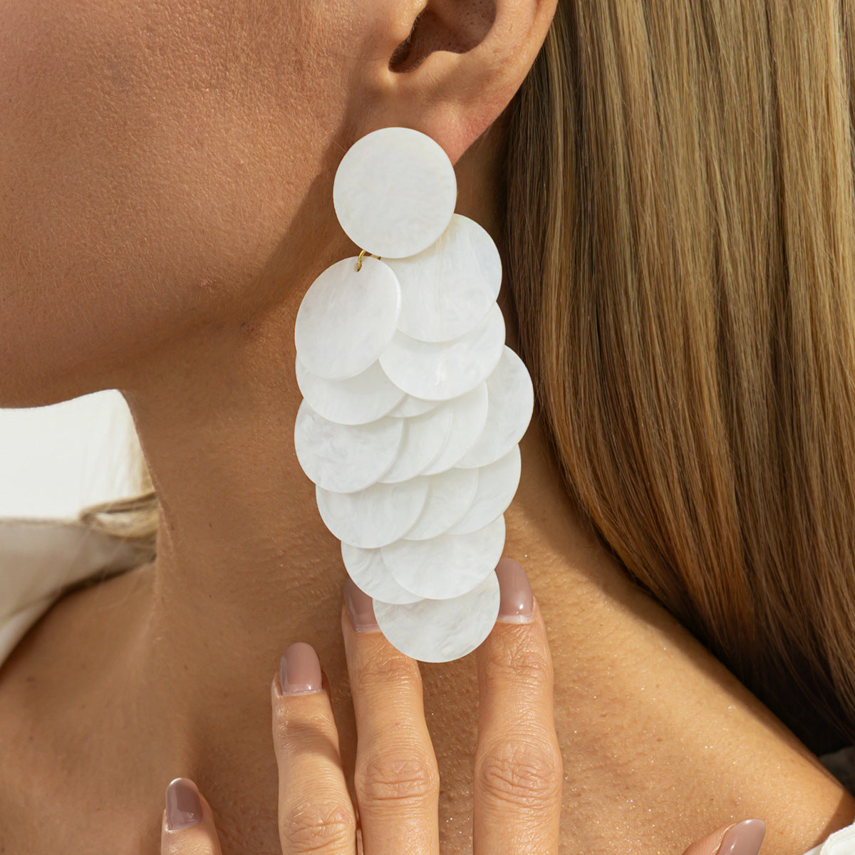 Cool Wafer Tassel Fashion Geometric Round Rings