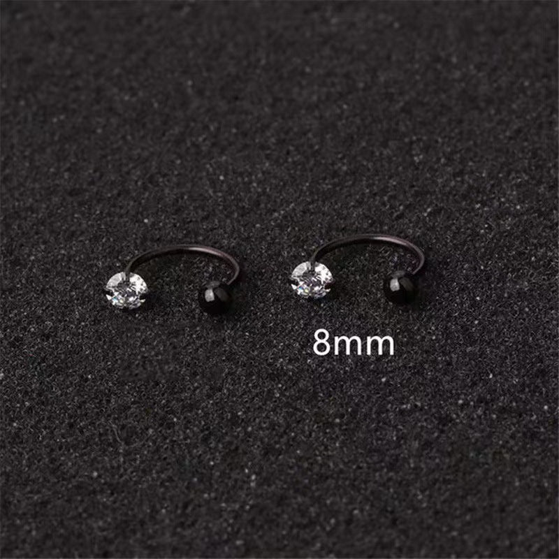 Stainless Steel Diamond Nose Zircon Shaped Rod Earrings