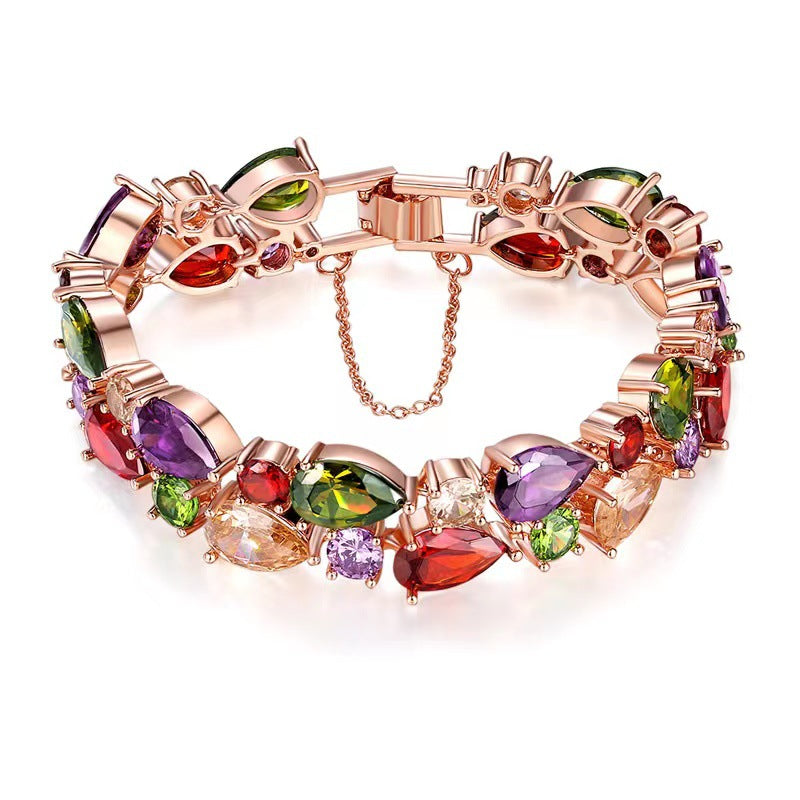 Exaggerated Crystal Suite Color Zircon Three-piece Rings