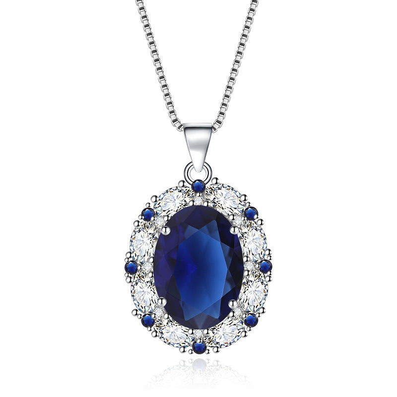 Temperament Colored Gems Inlaid Sapphire Blue Jewelry Set