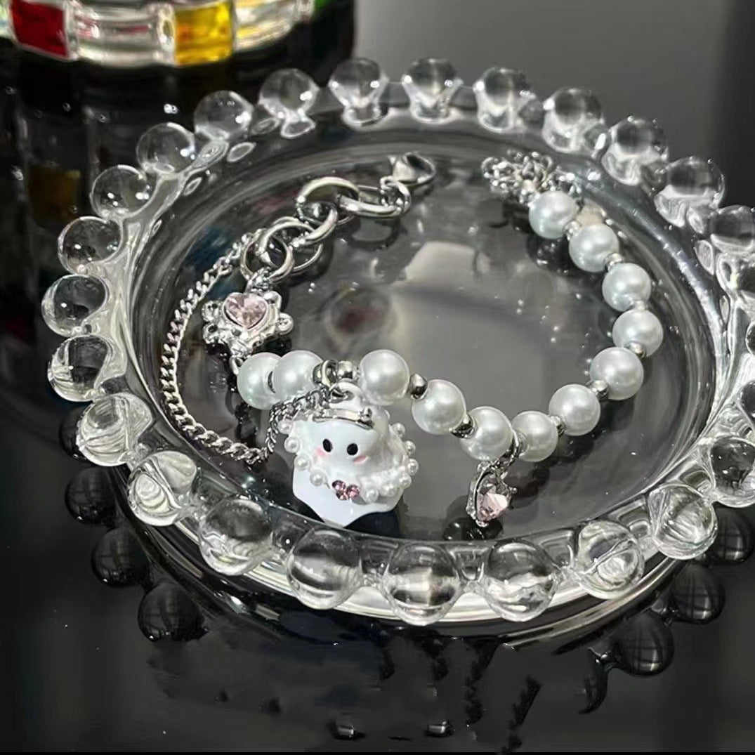 Et accessoires de couple en perles fantôme blanc, bracelets lumineux design