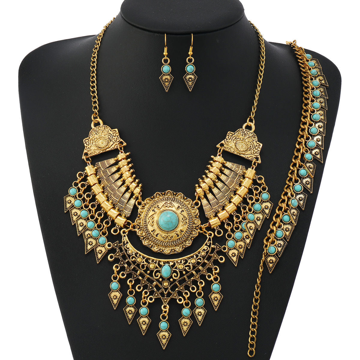 Ethnic Style Vintage Tassel Sweater Chain Jewelry Set