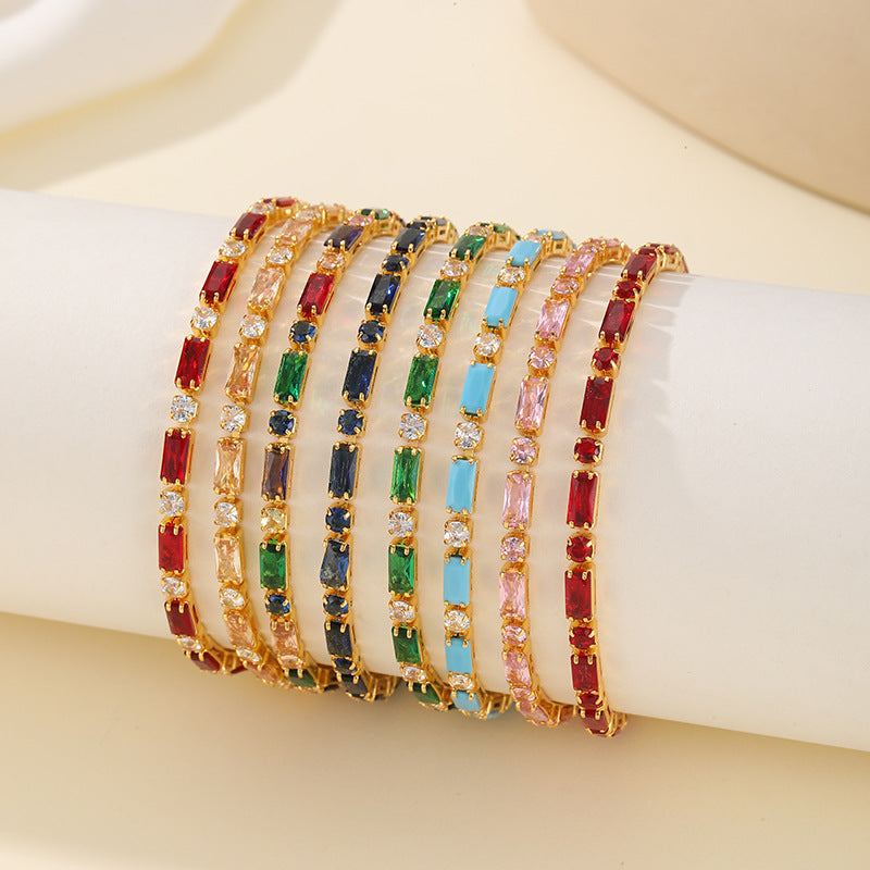 Women's Luxury Fashion Square Zircon High-grade Dopamine Simple Exquisite Versatile Watch Bracelets