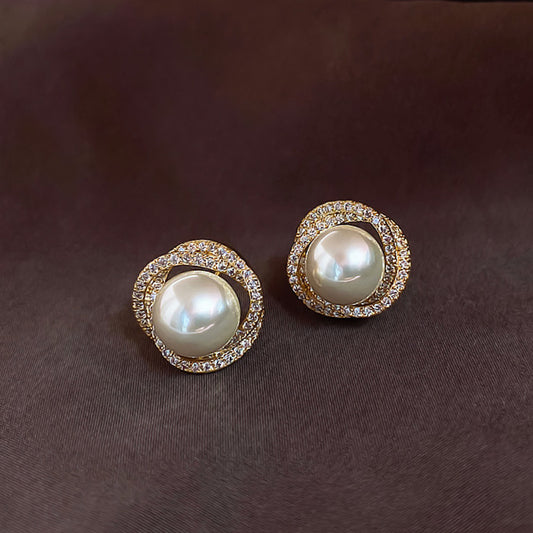 Hochwertige, elegante, trendige Sterling-Ohrringe für Damen mit Spiralperle