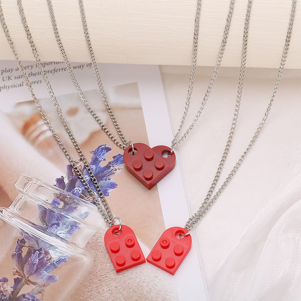 Simple Love Hanging Card Pendant Double Necklaces