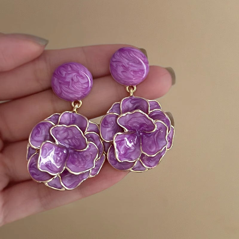 Purple Flower Vintage High-key Dignified Fairy Fashion Stud Earrings