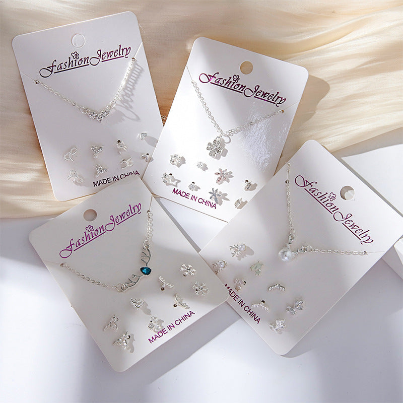 Women's Earings Pairs Simple Sweet Combination Weekly Jewelry Set