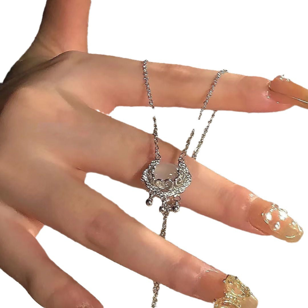 Peaceful Auspicious Advanced Light Luxury Minority Chinese Design White Necklace