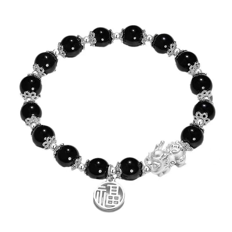 Pi Imitation Obsidian Powder Beads Simple And Light Luxury Bracelets