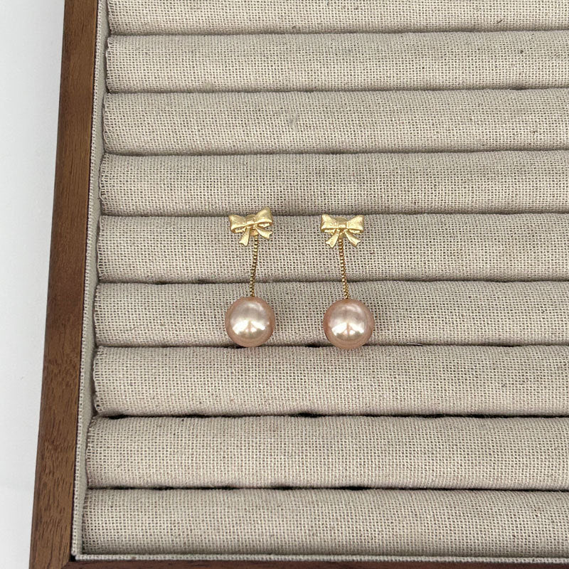 Style Retro Elegant Versatile One For Champagne Pearl Butterfly Earrings