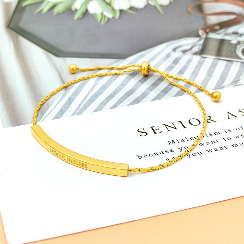 Titanium Steel Retro Pull Minimalist Curved English Letters Dream Bracelet