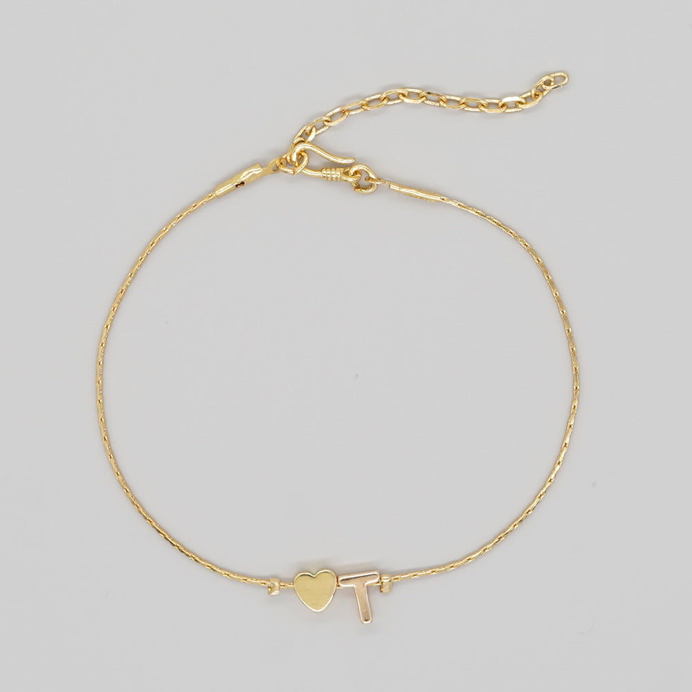 Women's Chain Gold Plated Peach Heart Heart-shaped Letter Bracelets