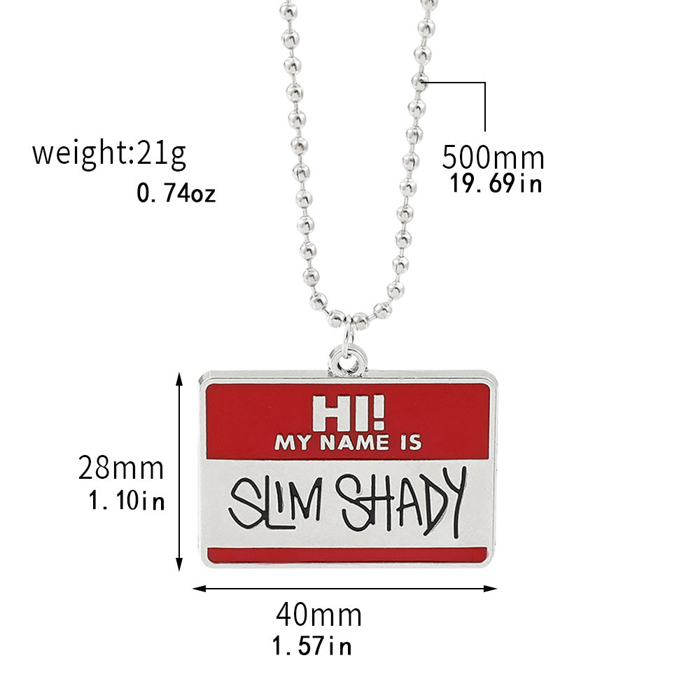 Hip Hop Rap Rascal Square Plate Necklace
