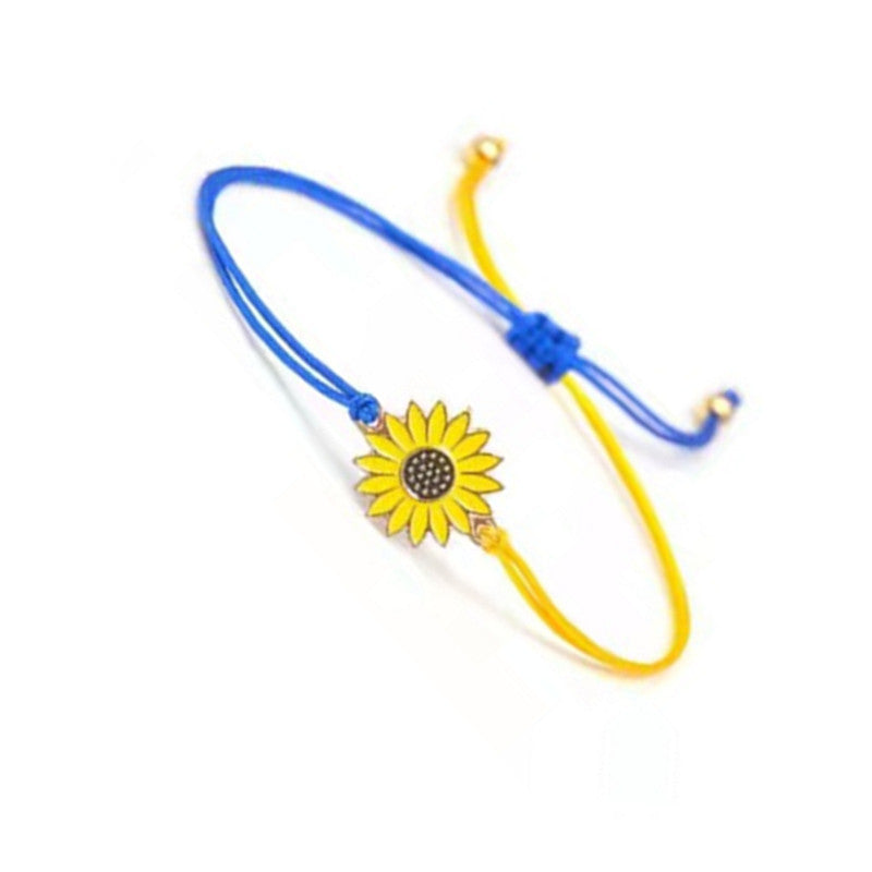 Daisy Yellow Blue Wax Line Woven Bracelets