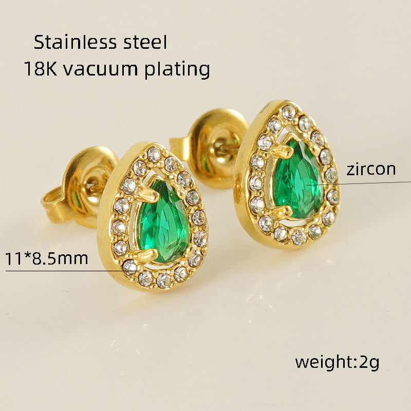 Women's Titanium Steel Zircon Stainless Square High-grade Earrings