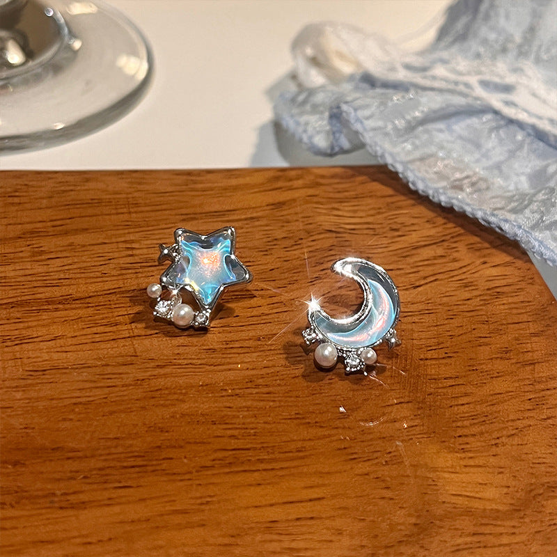 Women's Blue Ocean Star Moon Pearl Personalized Earrings