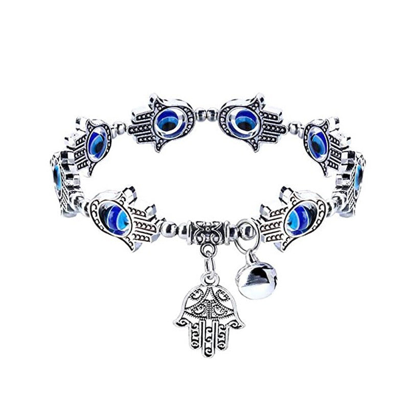 Blue Devil's Eye Resin Colored Glaze Ball Fatima Bracelet