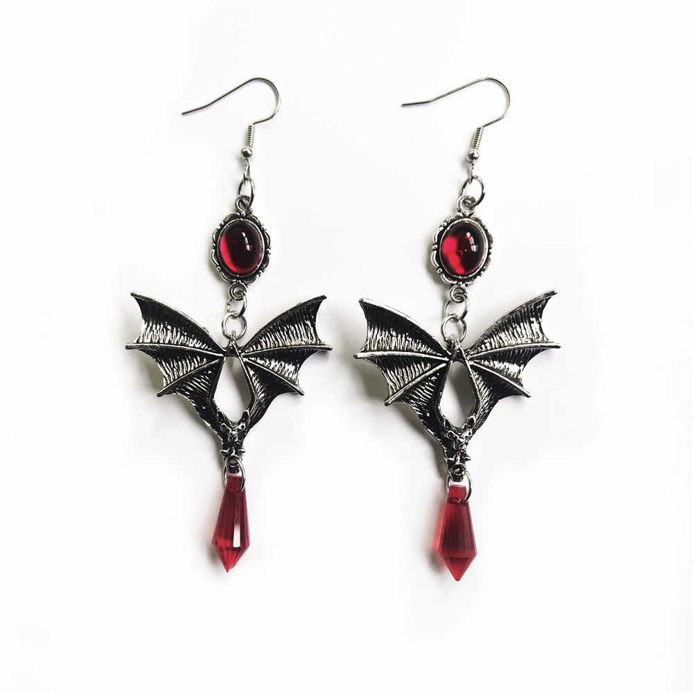 Punk-Stil Schmuck Gothic Fledermaus rote Ohrringe