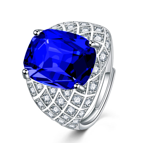 Men's Fat Rectangular Sapphire Full Diamond Group Inlaid Rings ...