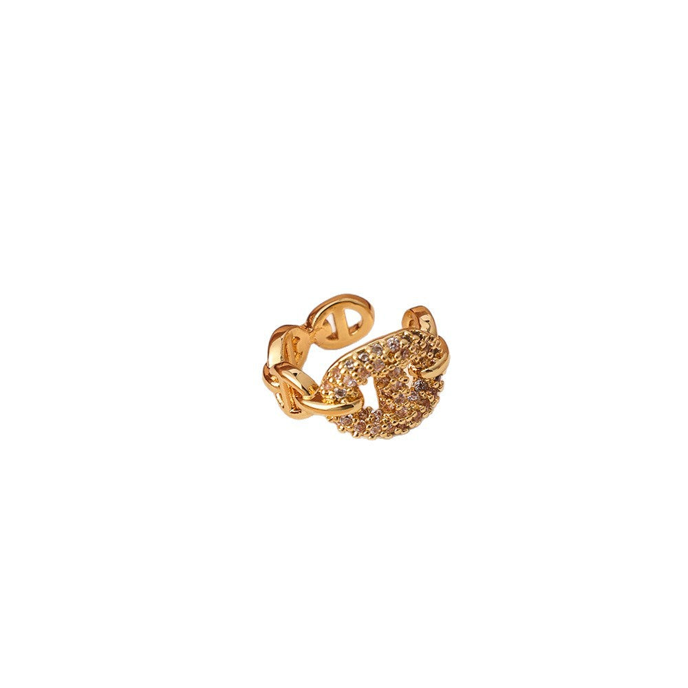 Women's Pig Nose Light Luxury Super Flash Zircon High-grade Ear Clip