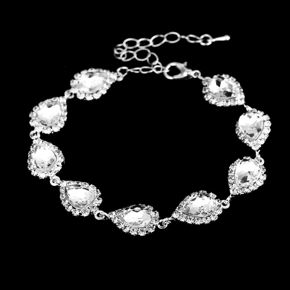 Zircon Water Drop Eardrops Bride Wedding Jewelry Set