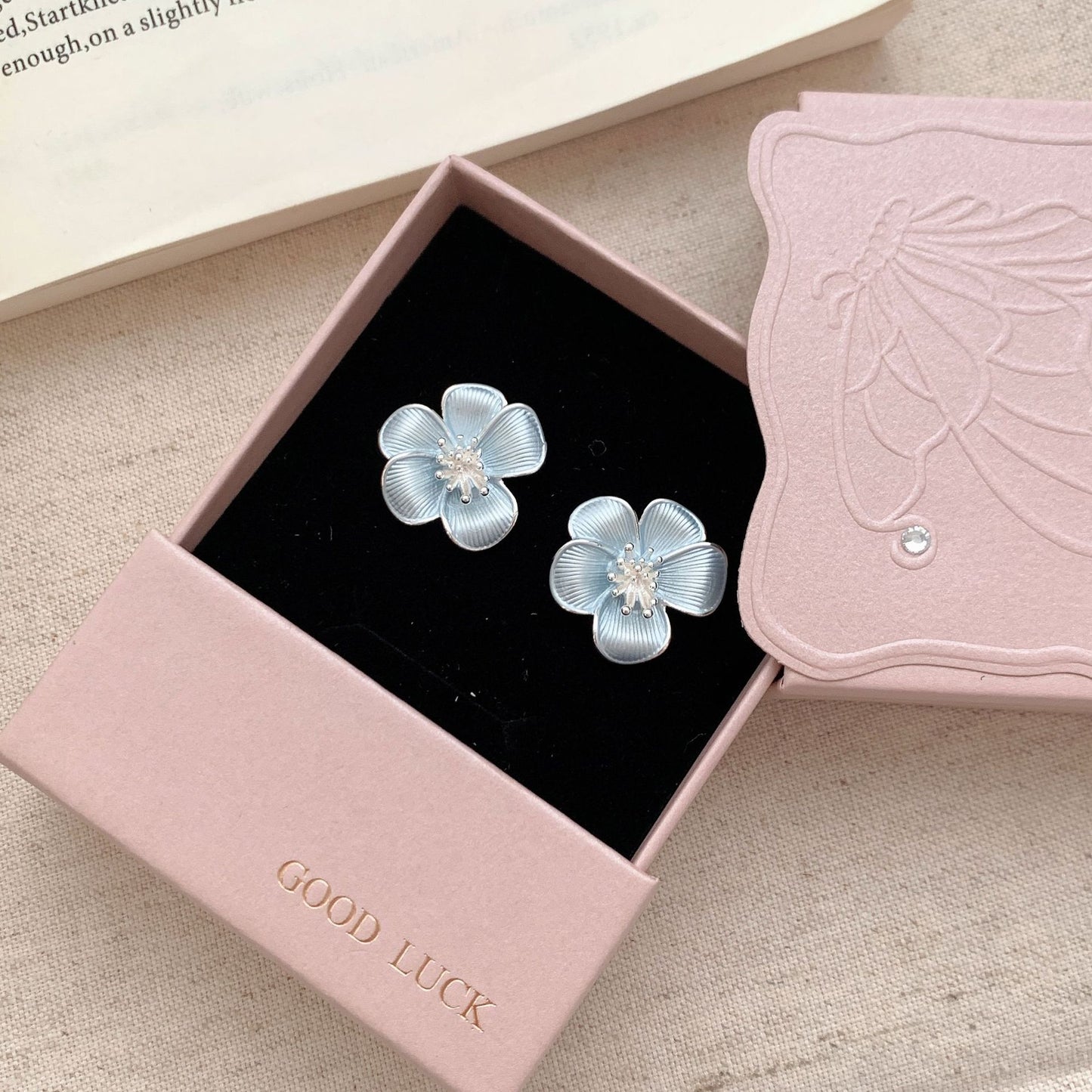 Painted Flower Sier Needle Sweet Fairy Style Niche Gentle Fresh Earrings