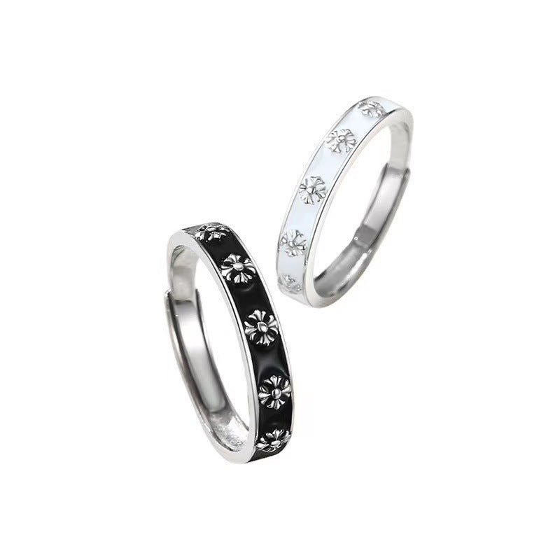 Women's & Men's & Flower-de-luce Couple And Fashion Simple Cruciate Flower Rings