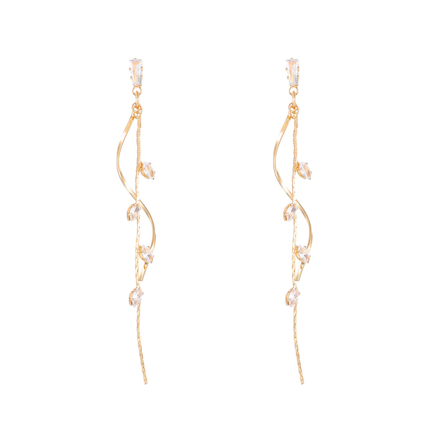 Women's French Entry Lux Long Zircon Tassel Earrings