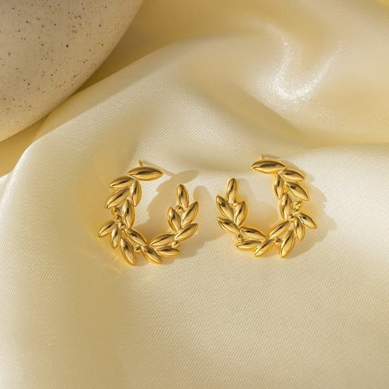 Women's Titanium Steel Fashion Wheat Summer Stainless Jewelry Set
