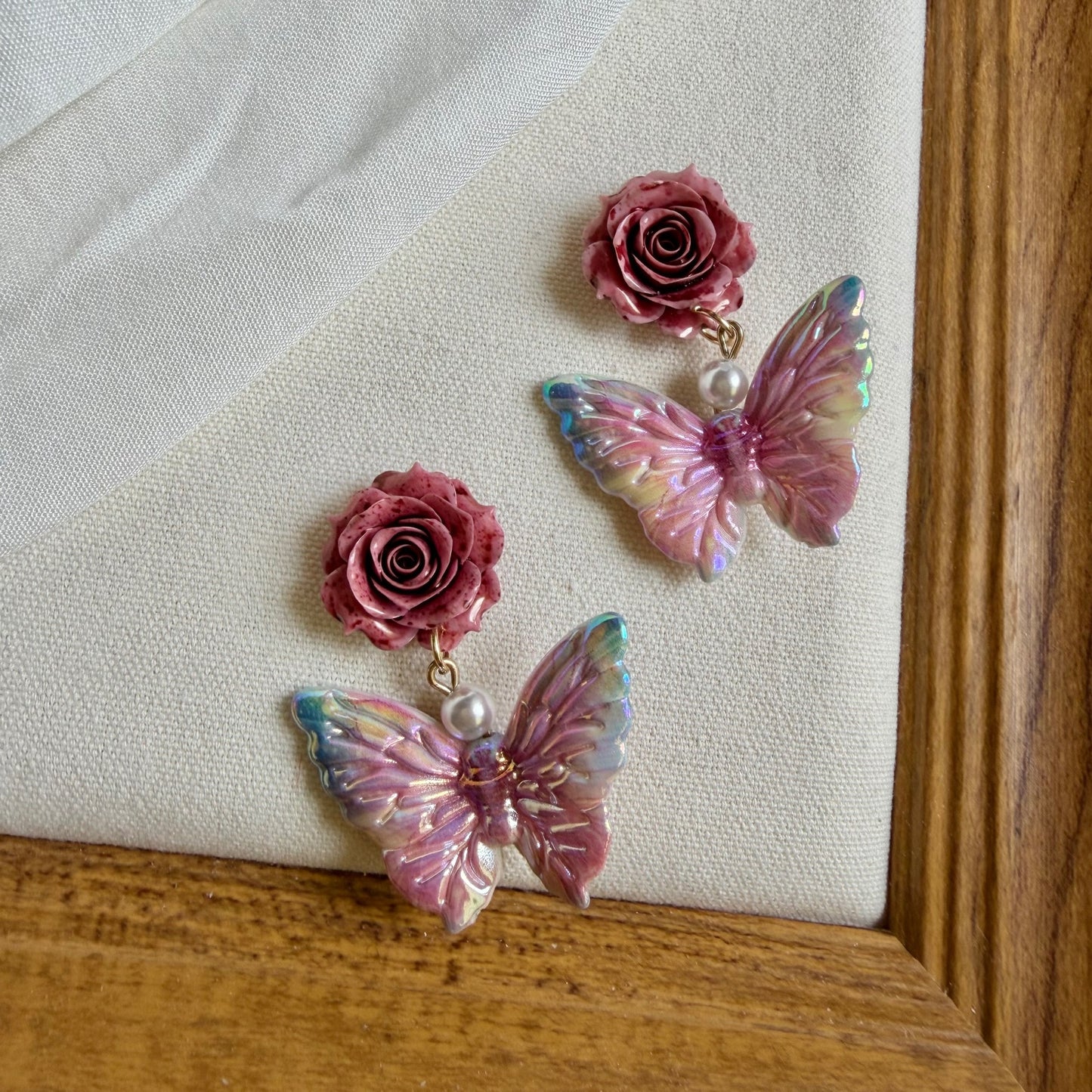 Women's Oil Painting Blooming Butterfly For Suitable Spring Unique Beautiful Earrings