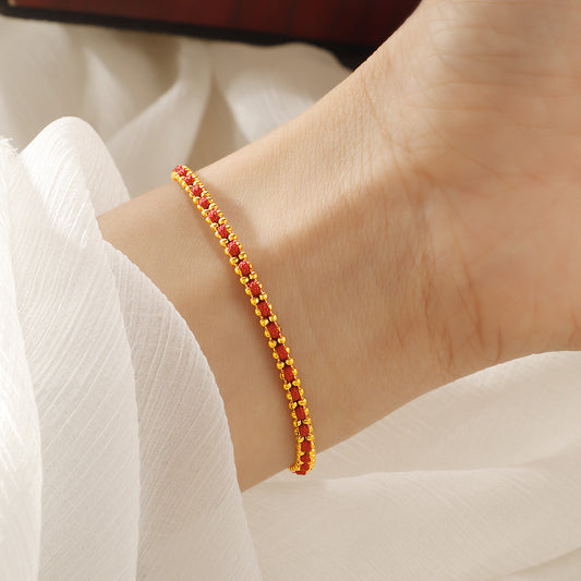 Round Beads Gold Woven High-grade Light Luxury Exquisite Red Bracelets