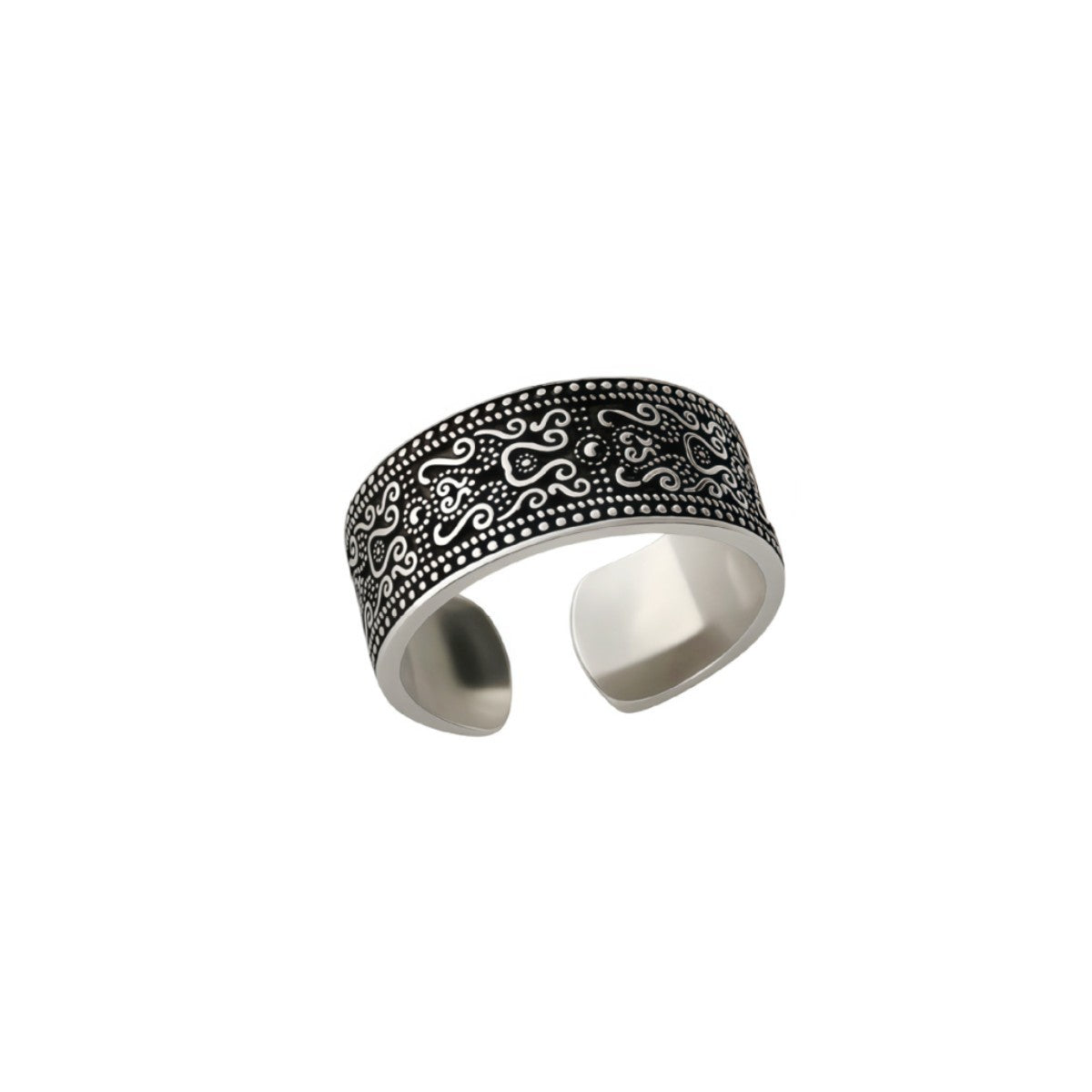Fashion High-grade Tang Grass Pattern Vintage Wide Version Rings
